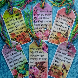 JOURNEY SUPPORT BOOKMARKS art therapy journal butterfly bird floral collage celebrate recovery survivor inspirational hope image 1