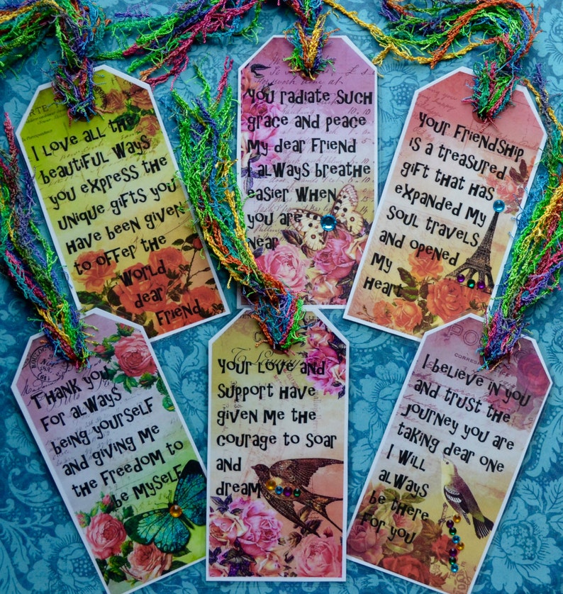 JOURNEY SUPPORT BOOKMARKS art therapy journal butterfly bird floral collage celebrate recovery survivor inspirational hope image 1