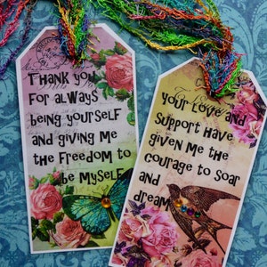 JOURNEY SUPPORT BOOKMARKS art therapy journal butterfly bird floral collage celebrate recovery survivor inspirational hope image 2