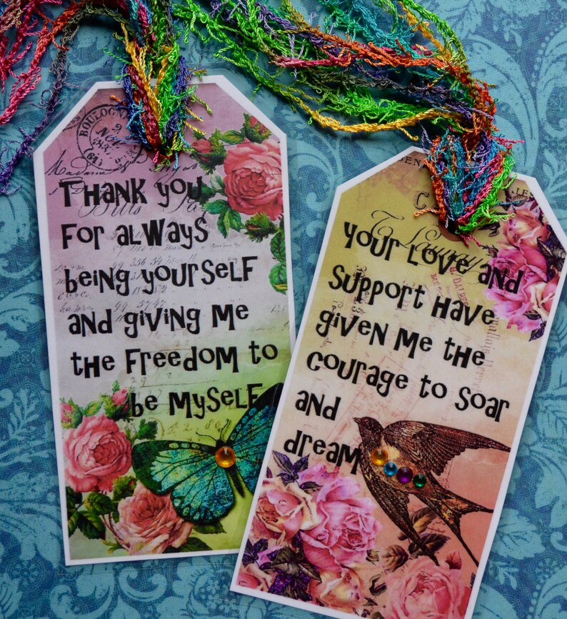 JOURNEY SUPPORT BOOKMARKS art therapy journal butterfly bird floral collage celebrate recovery survivor inspirational hope image 2