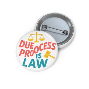 Due Process is Law Pinback Button, Flair Pin, Immigration, Immigrants Make America Great, Anti-Trump Protest Button, Political Pin