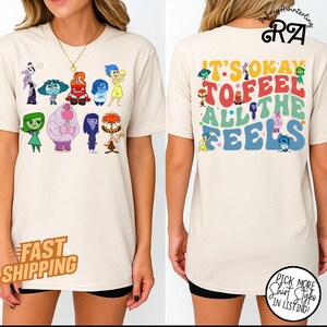 Double Sided Inside Out Character T-Shirt, Custom Inside Out T-shirt, Inside Out 2 Movie Shirt, Choose Your Character, Emotional Tees