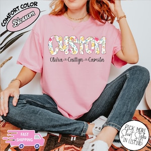 Comfort Colors® Custom T-shirt, Personalized Floral Shirt, Personalized Name Shirt, Cottagecore Shirt, Custom Shirt for Women, Gift for Mom