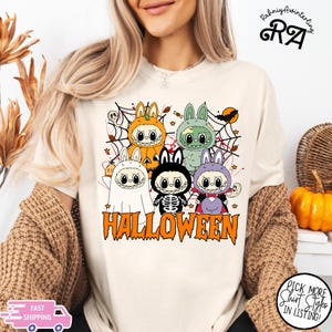 Comfort Colors® Spooky Doll Monster Halloween T-Shirt,Halloween Labubu Shirt, Spooky Season Shirt,Horror Cartoon Shirt, Gift For Halloween