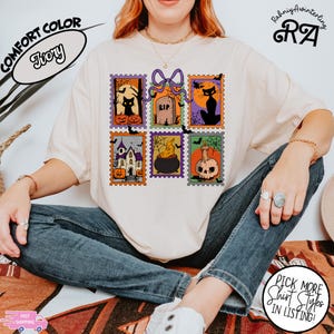 Retro Halloween Katze Geist Shirt, Girly Halloween Shirt, Herbst Shirt, Halloween Shirt gruselige Saison, Kürbis Halloween Shirt, gruselige Mama Shirt