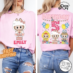 Benutzerdefinierte Labubu Geburtstag Shirt, personalisierte Labubu Geburtstagsgeschenk, süßes Labubu Geburtstag T-Shirt Benutzerdefinierte Name & Alter Labubu Party Tee, Labubu Liebhaber