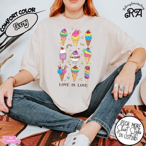 Comfort Colors® Gay Ice Cream LGBTQ TShirt, LGBT Rainbow Popsicles Shirt, Rainbow Ice Cream,Pride Popsicles Tee, Ally Colorful Ice Cream Tee