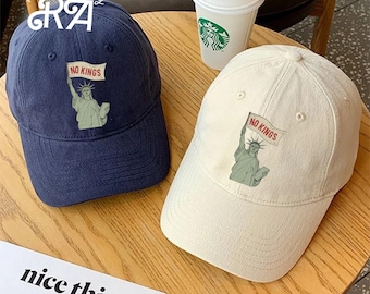 刺繍入り「アメリカに王はいない」帽子、自由の女神像をモチーフにした反ファシズム帽子、愛国的な抗議活動用帽子、活動家への贈り物、民主主義アパレル帽子