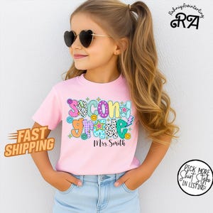 Personalized Second Grade Teacher T-Shirt,Custom Name 2nd Grade Teacher Tee,Teaching Shirts,Teacher Gifts,Back to School Shirt,Gift For Kids