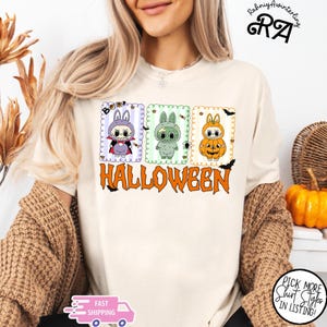 Comfort Colors® Preppy Monster Doll Halloween T-Shirt,Halloween Labubu Shirt,Spooky Season,Doll Monster Tee,Gift For Halloween,Doll For Kid