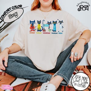 Everyday Of Week Pete The Cat T-shirt,Pete The Cat School Shirt, Children&#39;s Book Gift, Back To School Shirt,Kindergarten Teacher Shirt Gift