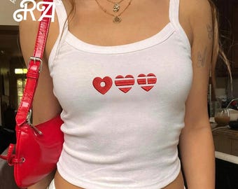 Top corto Arirang bordado, top sin mangas estilo nadador/de tirantes finos, regalo para fans del Kpop, conjunto de verano para chicas.
