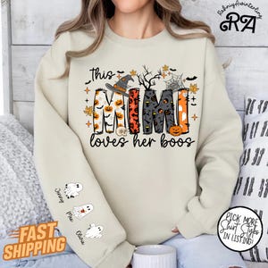 Personalized This Mimi Loves Her Boos Sweatshirt, Spooky Mimi Shirt,Halloween Shirt Gift For Mimi,Custom Mimi Halloween With Kids Name Shirt