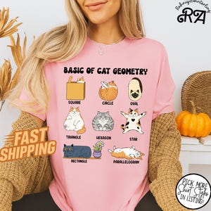Basic Of Cat Geometry Math Teacher T-Shirt, Teacher Cat Lover Shirt, Back to School Shirt, Math Teacher Tee, Teacher Shirts, Teacher Gifts