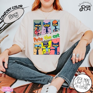 Pete The Cat T-shirt, The Cool Cat Back To School Shirt, Children&#39;s Book Gift,Cute Groovy Cat Sweatshirt,Kindergarten Teacher,Groovy Cat Tee