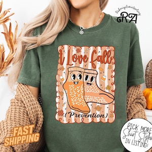 Comfort Colors® Fall Nurse T-Shirt | I Love Fall Prevention Shirt | Thanksgiving Nurse Crewneck | Funny Medical OT PT Gift