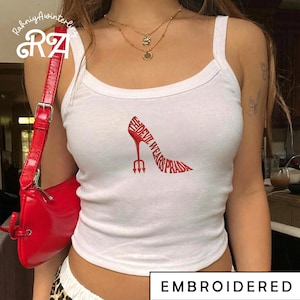 Embroidered That's All Devil Wears Prada Tank Top, Custom Racerback Tank, Funny Movie Quote Spaghetti Strap Tank, Hot Girls Fashion Outfit
