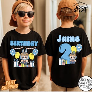Benutzerdefinierte Labubu Geburtstag Shirt, Kinder Geburtstag Shirt, süßes Monster Geburtstag T-Shirt, personalisierte Labubu TShirt, Geburtstags Outfit für Jungen Mädchen