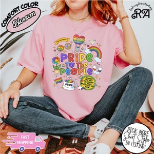 Camiseta LGBT Comfort Colors® Pride To The People, camiseta LGBTQ, camiseta Proud Ally, camiseta do mês do orgulho, camiseta LGBTQ, parada do orgulho, camiseta lésbica