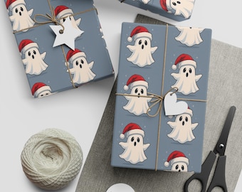 Spooky Santa Ghost Wrapping Paper, Holiday Gift Wrap