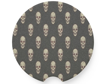 Posavasos con forma de calavera vintage / Revestimiento para portavasos de esteatita
