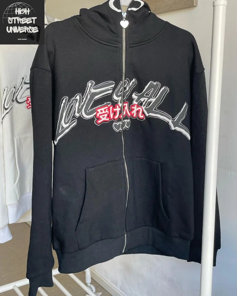 thumbnail image 2 of Kawaii Cat Zip Up Hoodie For Teens - Y2K Cute Oversized Sweatshirt With Long Sleeves 2 of 3