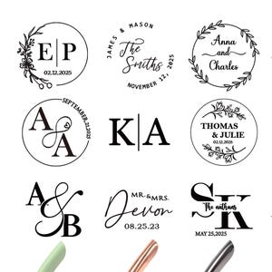 Benutzerdefinierte Hochzeitsprägestempel, personalisiertes Monogrammprägestempel, benutzerdefinierte Initialenprägesiegel, Einladungsprägestempel, Serviettenprägestempel