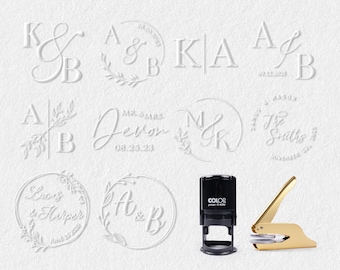 Embossage monogramme personnalisé, embossage mariage personnalisé, gaufrage initiales, gaufrage invitation, gaufrage serviette de table, tampon logo