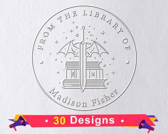 Embosseur de livres personnalisé/Timbre de la bibliothèque du livre/embosseuse de bibliothèque/embosseuse Ex Libris/Tampon de livre de bibliothèque personnalisé/Cadeaux pour les amoureux des livres