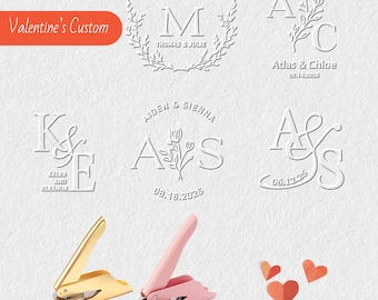 Tampon de gaufrage de mariage personnalisé, Tampon de livre personnalisé, Tampon de gaufrage d'invitation, embosseur de serviette de table, Cadeau pour lui, Cadeau pour elle, Cadeau de la Saint-Valentin