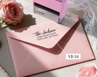 Tampon d'adresse personnalisé - Tampon d'adresse de retour personnalisé/tampon d'adresse auto-encreur pour cartes et cadeaux de vacances/pendaison de crémaillère