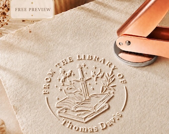 Personalized Book embosser/Custom Book Stamp/Library Embosser Stamp/From the Library of/Ex Libris Embosser/Book Lover Gifts/Christmas Gift