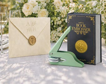 Custom Wedding Embosser Seal, Personalized Book Embosser, Custom Library Embosser, Ex Libris Stamp, Book Lover Gift Set