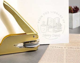 Embosseur de livres personnalisé/De la bibliothèque de/ Embosseuse de livres/Tampon de livre de bibliothèque personnalisé/Cadeaux pour les amoureux des livres
