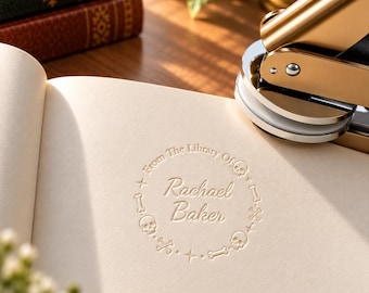 Personalized Book Embosser, Custom School Book Label Stamp, Kids Name Stamp for Textbooks & Notebooks, Back to School Gift