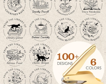 Embosseur de livres personnalisé/Tampon de livre personnalisé/Timbre de gaufrage de bibliothèque/De la bibliothèque de/Embosseur Ex Libris/Cadeaux pour les amoureux des livres/Cadeau de Noël