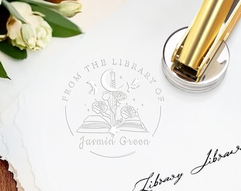 Embosseur de livres personnalisé/De la bibliothèque de/ Embosseuse de livres/Tampon de livre de bibliothèque personnalisé/Cadeaux pour les amoureux des livres