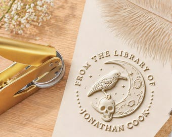 Embosseur de livres personnalisé/Tampon de livre personnalisé/Tampon de gaufrage de bibliothèque/De la bibliothèque de/Cadeaux pour les amateurs de livres//Expédition rapide aux États-Unis pour Noël