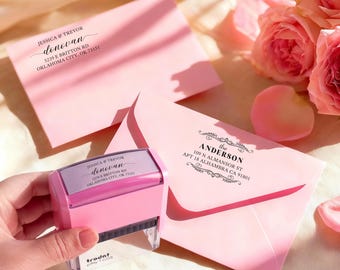 Tampon d'adresse de retour personnalisé | Tampon personnalisé élégant auto-encreur (cadeau de mariage)
