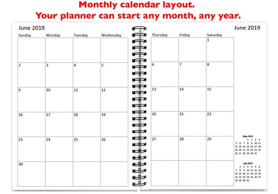 2019 2020 2021 2 year month planner 2019 2020 personalized calendar notebook journal floral design 12 or 24 month calendar sku pn owf year month calendar