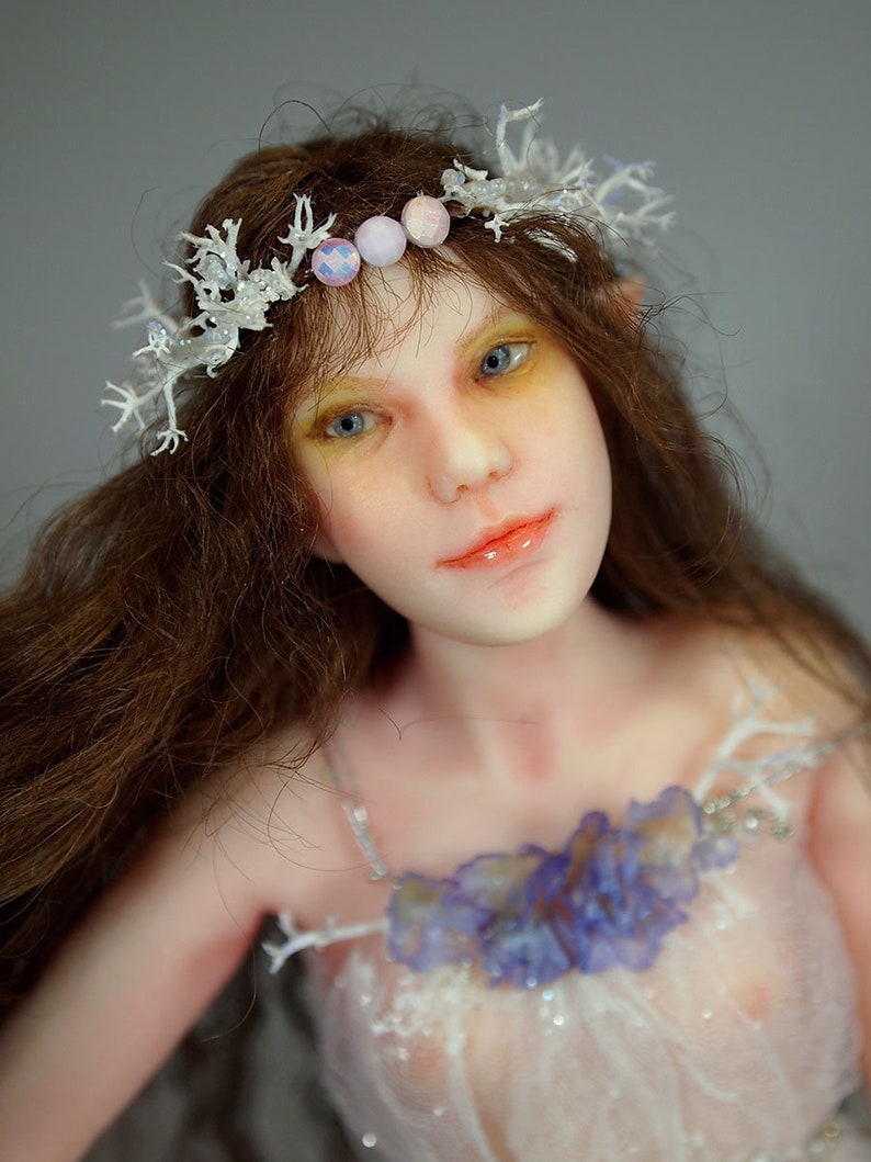 Fairy dancing with mouse Hand-sculpted OOAK Polymer Clay Art image 5