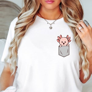 Axolotl Shirt, Animal Lover Tee, Axolotl Gifts, Pocket Axolotl Shirt, Axolotl Birthday Shirt, Cute Axolotl Shirt, Cute Animal Tee.