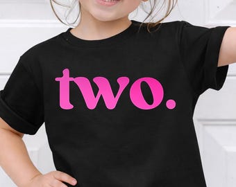 Chemise d'anniversaire fille, t-shirt pour tout-petit 2 ans, impression DTF minimaliste