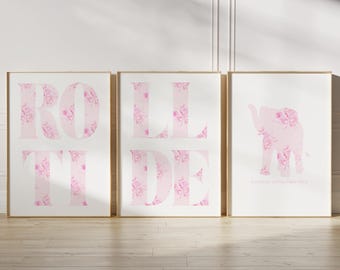University of Alabama Wall Art Pink Floral/Digital Download/Dorm Decor/Set of 3/Roll Tide/Tuscaloosa/University of Alabama/Love Shack Fancy
