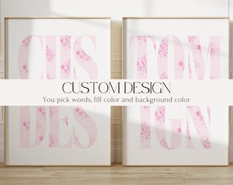 Custom Wall Art/Word Art on Two Pages/Digital Download/Minimalist Design/Love Shack Fancy Inspired/Pick your College Motto/Preppy Dorm Decor
