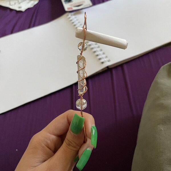 crystal gem joint/cigarette copper wire wrapped smoking accessory