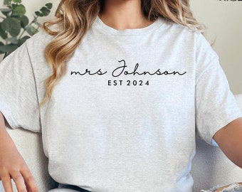 Custom Mrs Shirt, Mrs Last Name Shirt, Bride Personalized Shirt, Personalized Mrs Shirt, Wifey Shirt, Bride Shirt,Mrs Custom, Future Mrs Tee