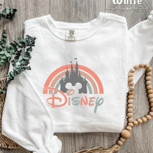 Disney Rainbow Castle Sweatshirt, Disney Vintage Sweater, Disney Family Crewneck, Disney Castle Sweatshirt, Disneyworld Matching Sweatshirt