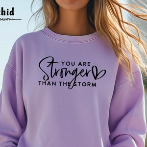 Stronger Than The Storm Sweatshirt, Boho Self Care Sweater, Inspirational Women Christian Crewneck, Bible Verse Sweatshirt, Girl Power