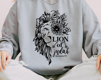 Lion of Judah Sweatshirt, Christian Crewneck, Bible Verse Sweater, Bible Quote Sweatshirt, Women Christian Sweatshirt, Church Sweatshirt